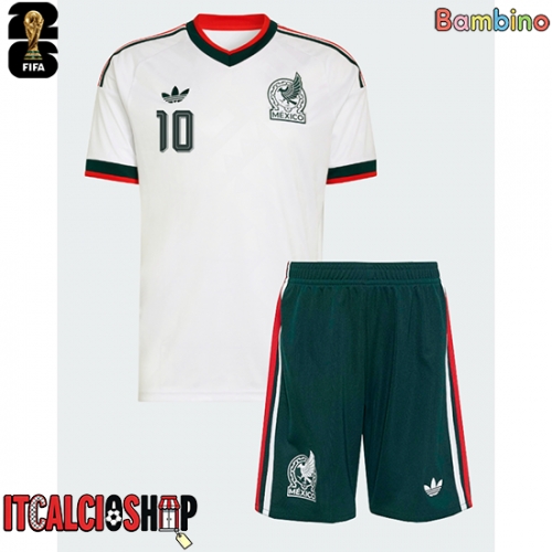 Messico Alexis Vega #10 Seconda Maglia Bambino Mondiali 2026 Manica Corta (+ Pantaloni corti)